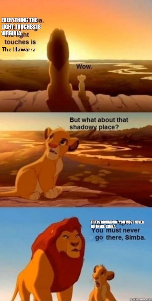 Everything the light touches is Virginia. Thats Richmond.  You must never go there, Simba.   Everything the Light Touches