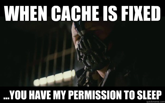 When cache is fixed ...you have my permission to sleep  Badass Bane