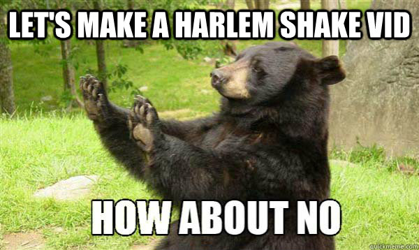 Let's make a harlem shake vid   How about no bear