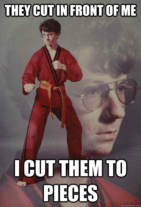 They cut in front of me i cut them to pieces - They cut in front of me i cut them to pieces  Karate Kyle