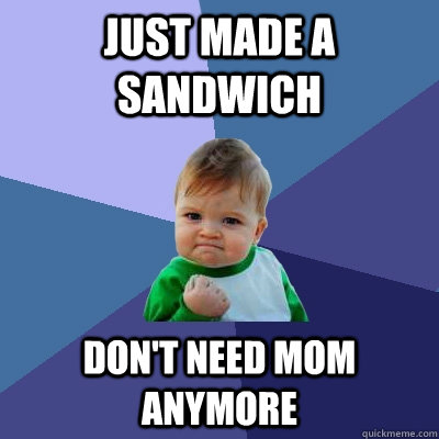 Just made a sandwich  Don't need mom anymore - Just made a sandwich  Don't need mom anymore  Success Kid