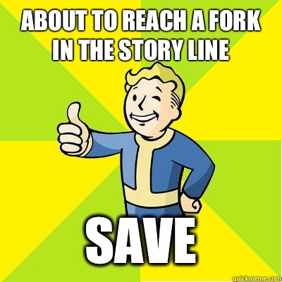 About to reach a fork in the story line Save  Fallout new vegas