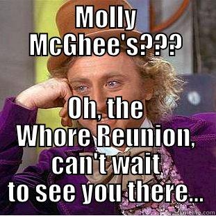 MOLLY MCGHEE'S??? OH, THE WHORE REUNION, CAN'T WAIT TO SEE YOU THERE... Condescending Wonka