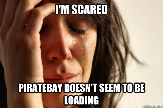 I'm scared PirateBay doesn't seem to be loading  First World Problems