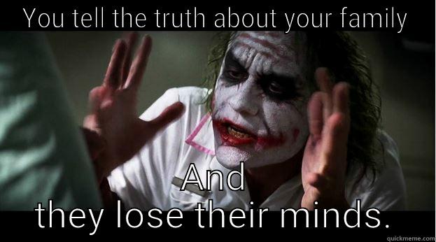 YOU TELL THE TRUTH ABOUT YOUR FAMILY AND THEY LOSE THEIR MINDS. Joker Mind Loss