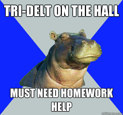 Tri-Delt on the hall must need homework help  Skeptical Hippo