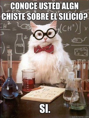 ¿Conoce usted algún chiste sobre el silicio? Si. - ¿Conoce usted algún chiste sobre el silicio? Si.  Chemistry Cat