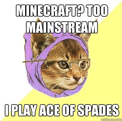 Minecraft? Too mainstream I play ace of spades  Hipster Kitty