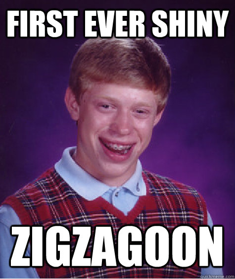 First Ever shiny ZIGZAGOON Caption 3 goes here  Bad Luck Brian