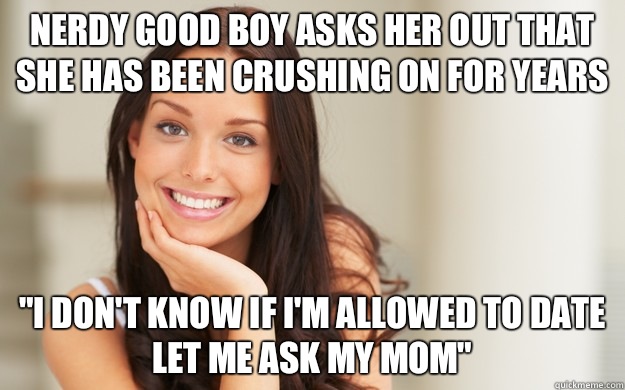 Nerdy good boy asks her out that she has been crushing on for years 