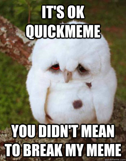 It's ok quickmeme you didn't mean to break my meme  Depressed Baby Owl