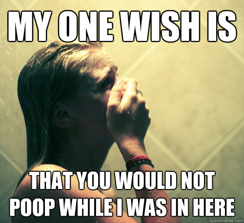 My one wish is that you would not poop while i was in here - My one wish is that you would not poop while i was in here  Shower Mistake