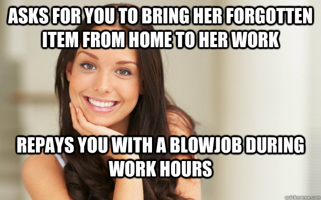 Asks for you to bring her forgotten item from home to her work repays you with a blowjob during work hours  Good Girl Gina