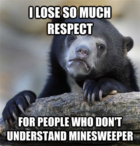 I LOSE SO MUCH RESPECT  FOR PEOPLE WHO DON'T UNDERSTAND MINESWEEPER  Confession Bear