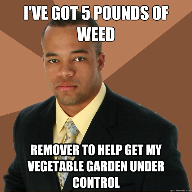 I've got 5 pounds of weed remover to help get my vegetable garden under control  Successful Black Man