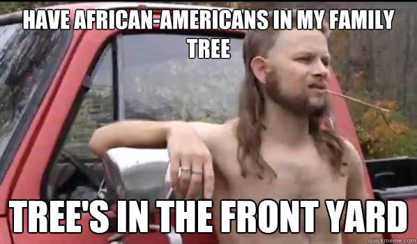 have african-americans in my family tree tree's in the front yard  Almost Politically Correct Redneck