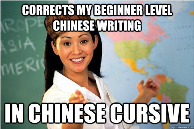 Corrects my beginner level chinese writing in chinese cursive   Scumbag Teacher