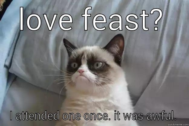 LOVE FEAST? I ATTENDED ONE ONCE. IT WAS AWFUL. Grumpy Cat