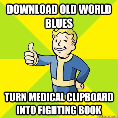 Download old world blues turn medical clipboard into fighting book  Fallout new vegas