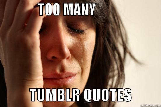             TOO MANY                                  TUMBLR QUOTES          First World Problems