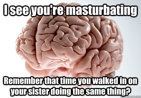 I see you're masturbating Remember that time you walked in on your sister doing the same thing?   Scumbag Brain