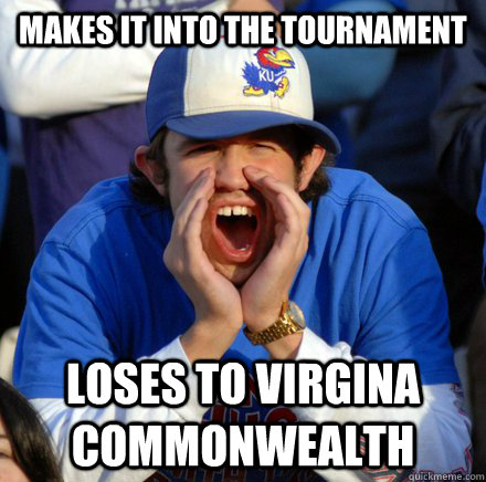 Makes it into the tournament Loses to Virgina Commonwealth  