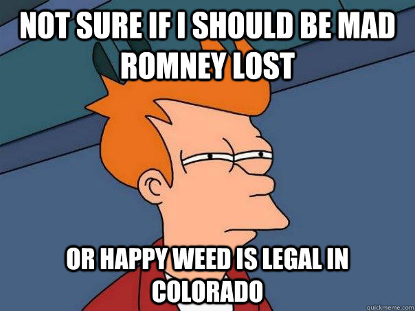 Not sure if i should be mad Romney lost or happy weed is legal in colorado  Futurama Fry