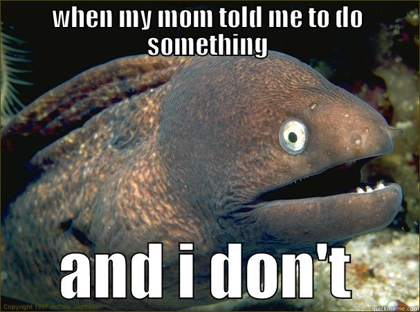 WHEN MY MOM TOLD ME TO DO SOMETHING AND I DON'T Bad Joke Eel