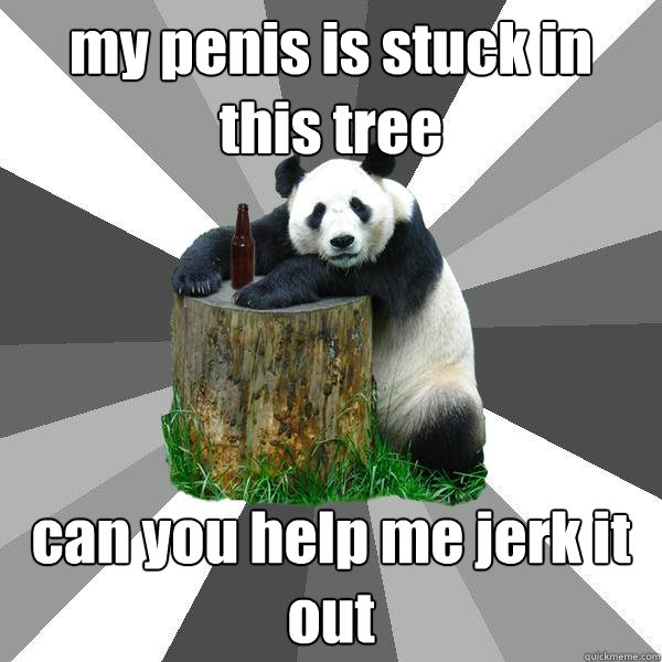 my penis is stuck in this tree can you help me jerk it out  Pickup-Line Panda