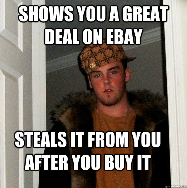 shows you a great deal on ebay steals it from you after you buy it  Scumbag Steve