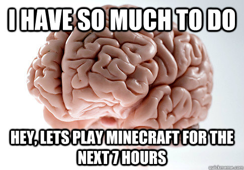 I have so much to do Hey, lets play Minecraft for the next 7 hours  Scumbag Brain