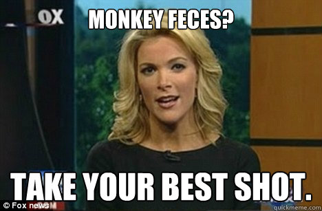 Monkey Feces? Take Your best Shot.  Megyn Kelly