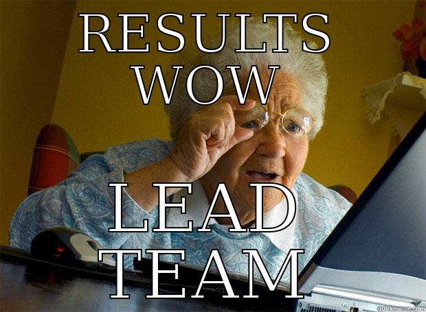 RESULTS WOW LEAD TEAM Grandma finds the Internet