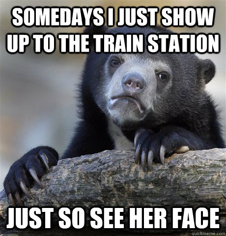 somedays i just show up to the train station  just so see her face - somedays i just show up to the train station  just so see her face  Confession Bear