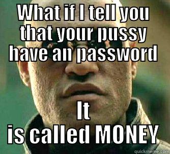 WHAT IF I TELL YOU THAT YOUR PUSSY HAVE AN PASSWORD IT IS CALLED MONEY Matrix Morpheus