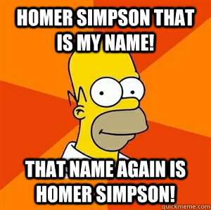 HOMER SIMPSON that is my name! That name again is HOMER SIMPSON!  Advice Homer