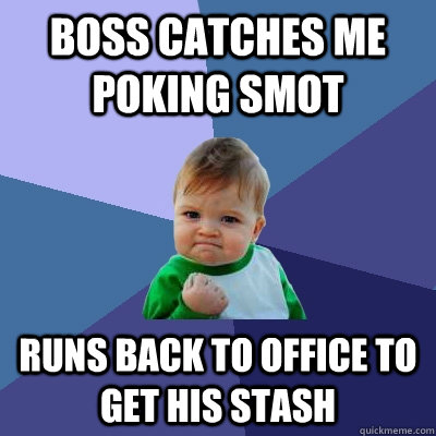 boss catches me poking smot runs back to office to get his stash  Success Kid