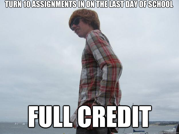 TURN 10 ASSIGNMENTS IN ON THE LAST DAY OF SCHOOL FULL CREDIT  