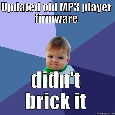 UPDATED OLD MP3 PLAYER FIRMWARE DIDN'T BRICK IT Success Kid