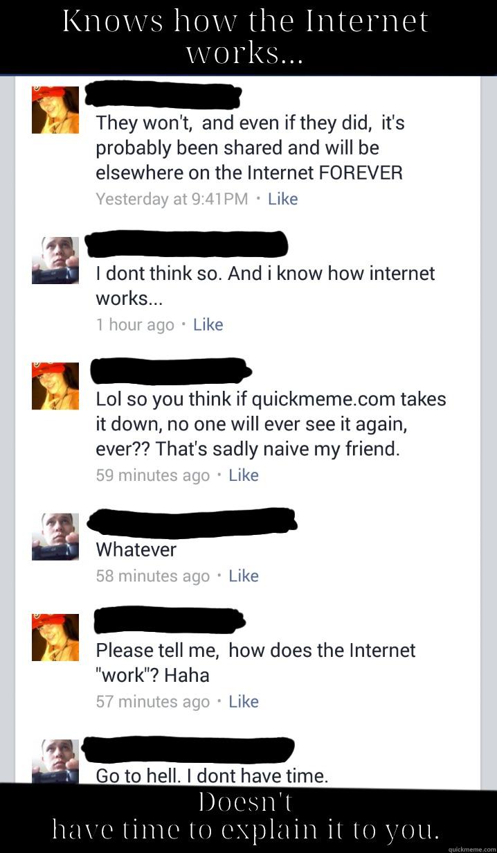 Can't delete a meme? - KNOWS HOW THE INTERNET WORKS... DOESN'T HAVE TIME TO EXPLAIN IT TO YOU. Misc