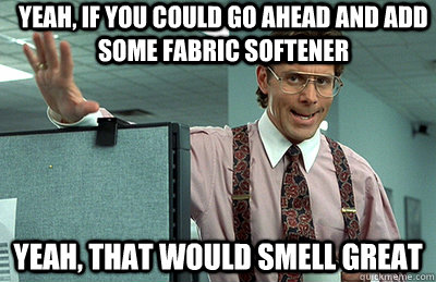 Yeah, if you could go ahead and add some fabric softener yeah, that would smell great  Office Space