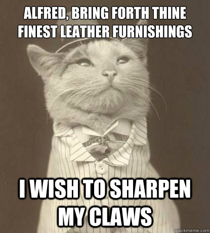 Alfred, bring forth thine finest leather furnishings I wish to sharpen my claws   Aristocat