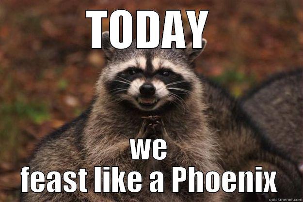 TODAY WE FEAST LIKE A PHOENIX Evil Plotting Raccoon