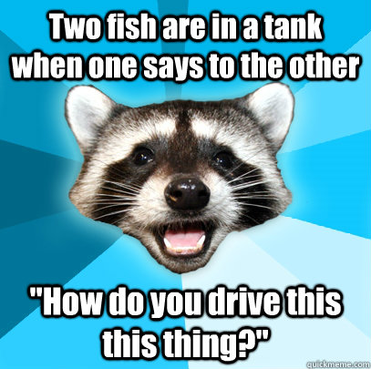 Two fish are in a tank when one says to the other 