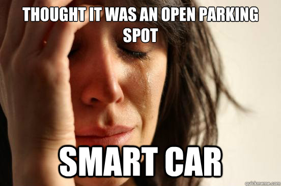 thought it was an open parking spot smart car - thought it was an open parking spot smart car  First World Problems