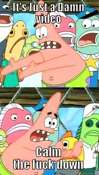 IT'S JUST A DAMN VIDEO CALM THE FUCK DOWN Push it somewhere else Patrick