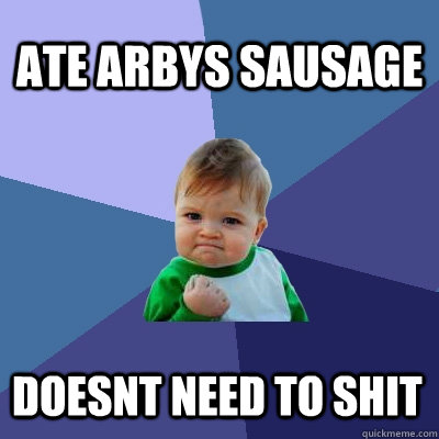 ATE ARBYS SAUSAGE DOESNT NEED TO SHIT  Success Kid