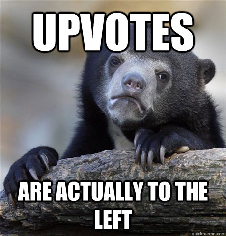 Upvotes Are actually to the left  Confession Bear