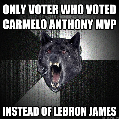 Only voter who voted Carmelo Anthony MVP Instead of LeBron James - Only voter who voted Carmelo Anthony MVP Instead of LeBron James  Insanity Wolf