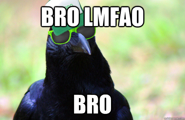 BRO LMFAO BRO - BRO LMFAO BRO  Overused Catchphrase Crow